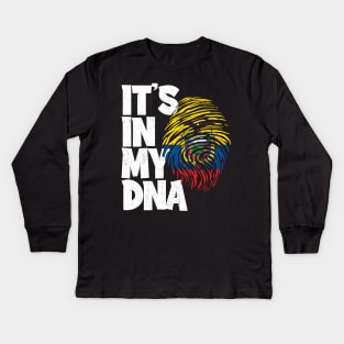 IT'S IN MY DNA Ecuador Flag Men Women Kids Kids Long Sleeve T-Shirt